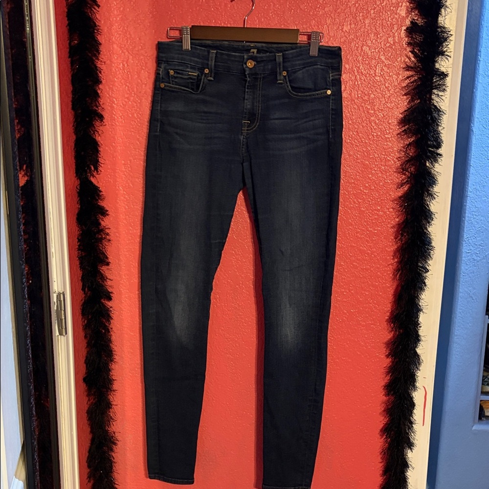 7 For All Mankind Deep Indigo Skinny Jeans - Stretch - Size 29